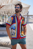 Barabas Wholesale Men's Floral Animal Button Down Short Sleeve Shirts 4SST38 Multi