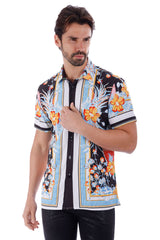 Barabas Wholesale Men's Floral Ocean Nature Striped Short Sleeve Shirts 4sst39