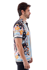 Barabas Wholesale Men's Floral Ocean Nature Striped Short Sleeve Shirts 4sst39