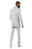 Barabas Men's Geometric Pattern Wool Collared Suit Set 4SU07 Blue