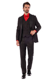 Barabas Men's Wholesale Solid Color Peak Satin Lapel Suit Set 4SU13 Black