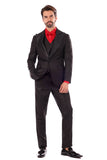 Barabas Men's Wholesale Solid Color Peak Satin Lapel Suit Set 4SU13 Black