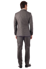 Barabas Men's Wholesale Solid Color Peak Satin Lapel Suit Set 4SU13 Grey