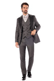 Barabas Men's Wholesale Solid Color Peak Satin Lapel Suit Set 4SU13 Grey