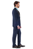 Barabas Men's Wholesale Solid Color Peak Satin Lapel Suit Set 4SU13 Navy