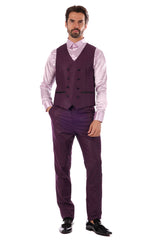 Barabas Men's Wholesale Solid Color Peak Satin Lapel Suit Set 4SU13 Purple