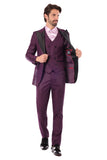 Barabas Men's Wholesale Solid Color Peak Satin Lapel Suit Set 4SU13 Purple