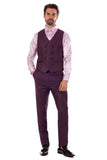 Barabas Men's Wholesale Solid Color Peak Satin Lapel Suit Set 4SU13 Purple