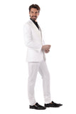 Barabas Men's Wholesale Solid Color Peak Satin Lapel Suit Set 4SU13 White