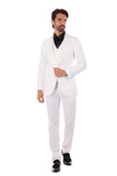 Barabas Men's Wholesale Solid Color Peak Satin Lapel Suit Set 4SU13 White