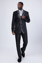 Barabas Wholesale Men's Velvet Fabric Glitter Shawl Lapel Blazer 4SU21 Black