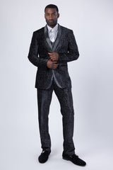 Barabas Wholesale Men's Velvet Fabric Glitter Shawl Lapel Blazer 4SU21 Black