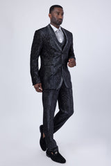Barabas Wholesale Men's Velvet Fabric Glitter Shawl Lapel Blazer 4SU21 Black