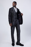 Barabas Wholesale Men's Velvet Fabric Glitter Shawl Lapel Blazer 4SU21 Ash