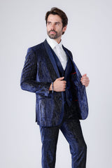 Barabas Wholesale Men's Velvet Fabric Glitter Shawl Lapel Blazer 4SU21 Ocean