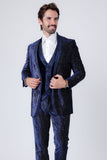 Barabas Wholesale Men's Velvet Fabric Glitter Shawl Lapel Blazer 4SU21 Sky Blue