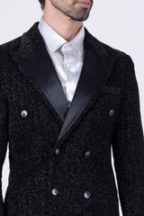 Barabas Wholesale Men's  Glitter Pattern Shiny Peak Lapel Suit Set 4SU22 Black