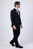 Barabas Wholesale Men's  Glitter Pattern Shiny Peak Lapel Suit Set 4SU22 Black