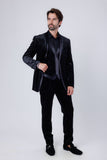 Barabas Wholesale Men's Velvet Fabric Rhinestone Solid Shawl Lapel Blazer 4SU23 Black