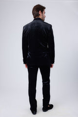 Barabas Wholesale Men's Velvet Fabric Rhinestone Solid Shawl Lapel Blazer 4SU23 Grey