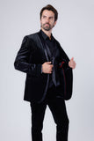 Barabas Wholesale Men's Velvet Fabric Rhinestone Solid Shawl Lapel Blazer 4SU23 Charcoal