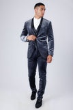 Barabas Wholesale Men's Velvet Fabric Rhinestone Solid Shawl Lapel Blazer 4SU23 Dark Grey