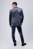 Barabas Wholesale Men's Velvet Fabric Rhinestone Solid Shawl Lapel Blazer 4SU23 Light Grey