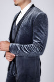 Barabas Wholesale Men's Velvet Fabric Rhinestone Solid Shawl Lapel Blazer 4SU23 Stone