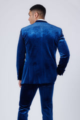 Barabas Wholesale Men's Velvet Fabric Rhinestone Solid Shawl Lapel Blazer 4SU23 Light Blue