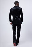 Barabas Wholesale Men's Velvet Shiny Fabric Peak Lapel Suit 4SU29 Black
