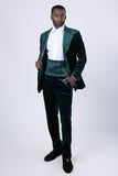 Barabas Wholesale Men's Velvet Shiny Fabric Peak Lapel Baroque Suit 4SU29 Green