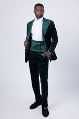 Barabas Wholesale Men's Velvet Shiny Fabric Peak Lapel Suit 4SU29 Green