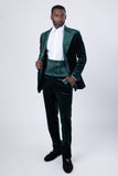 Barabas Wholesale Men's Velvet Shiny Fabric Peak Lapel Suit 4SU29 Green