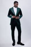 Barabas Wholesale Men's Velvet Shiny Fabric Peak Lapel Baroque Suit 4SU29 Green