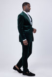 Barabas Wholesale Men's Velvet Shiny Fabric Peak Lapel Baroque Suit 4SU29 Green