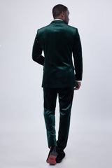 Barabas Wholesale Men's Velvet Shiny Fabric Peak Lapel Suit 4SU29 Green