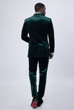 Barabas Wholesale Men's Velvet Shiny Fabric Peak Lapel Suit 4SU29 Green