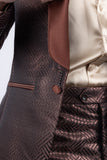 Barabas Wholesale Men's Shiny Geometric Shawl Lapel Suit Baggy pants 4SU31 Brown