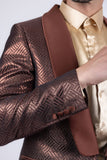 Barabas Wholesale Men's Shiny Geometric Shawl Lapel Suit Baggy pants 4SU31 Brown