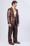Barabas Wholesale Men's Shiny Geometric Shawl Lapel Suit Baggy pants 4SU31 Brown