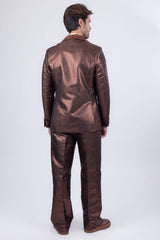  Barabas Wholesale Men's Shiny Geometric Shawl Lapel Suit Baggy pants 4SU31 Brown