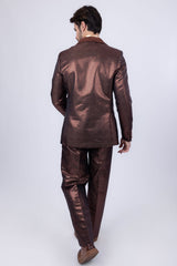 Barabas Wholesale Men's Shiny Geometric Shawl Lapel Suit Baggy pants 4SU31 Brown