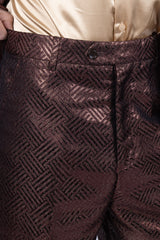 Barabas Wholesale Men's Shiny Geometric Shawl Lapel Suit Baggy pants 4SU31 Brown