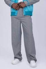 Barabas Wholesale Men's Geometric Pattern Full Zip Collared Suede Suit 4SU32 Turquoise