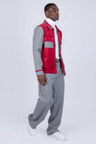 Barabas Wholesale Men's Geometric Pattern Full Zip Collared Suede Suit 4SU32 Red