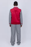 Barabas Wholesale Men's Geometric Pattern Full Zip Collared Suede Suit 4SU32 Red