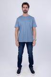 Barabas Men's Basic Color Stretch Crew Neck T-Shirt 4T01 Light Blue