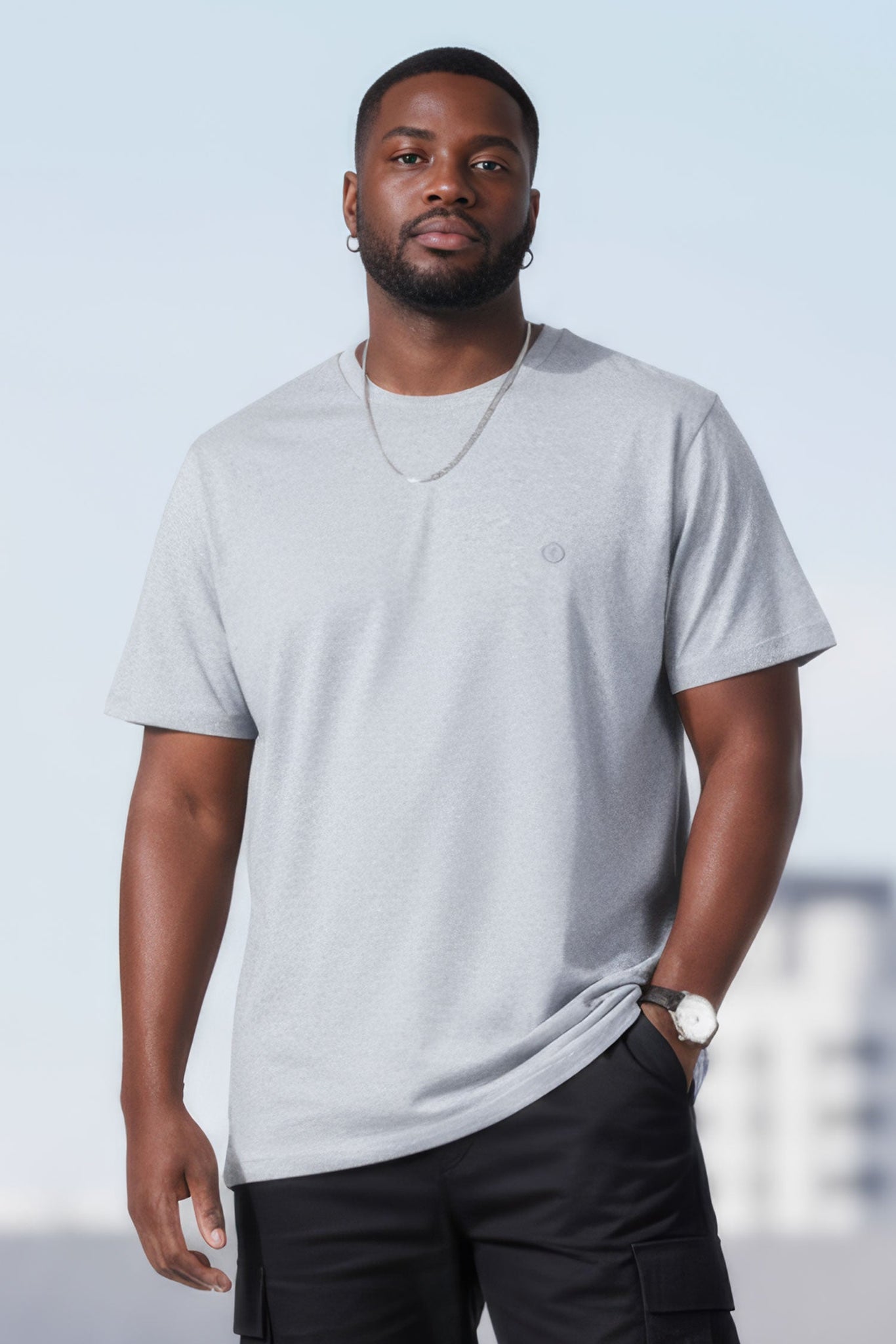 Barabas Wholesale Men's Basic Color Stretch Crew Neck T-Shirt 4T01 Grey