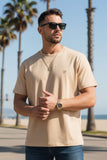 Barabas Wholesale Men's Basic Color Stretch Crew Neck T-Shirt 4T01 Latte