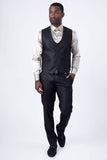 Barabas Mens' Wholesale Solid Color Shawl Lapel Suit Vest Set 4TU02 Black